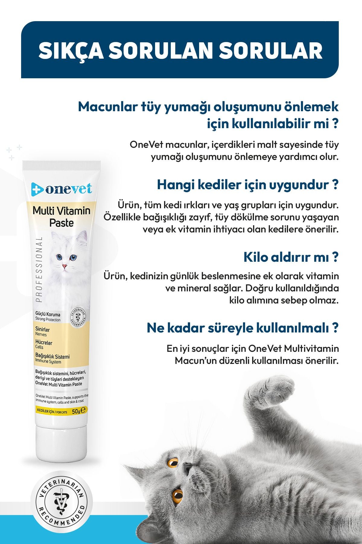 OneVet Multi Vitamin Paste Bağışıklık Destekleyici Kedi Maltı
