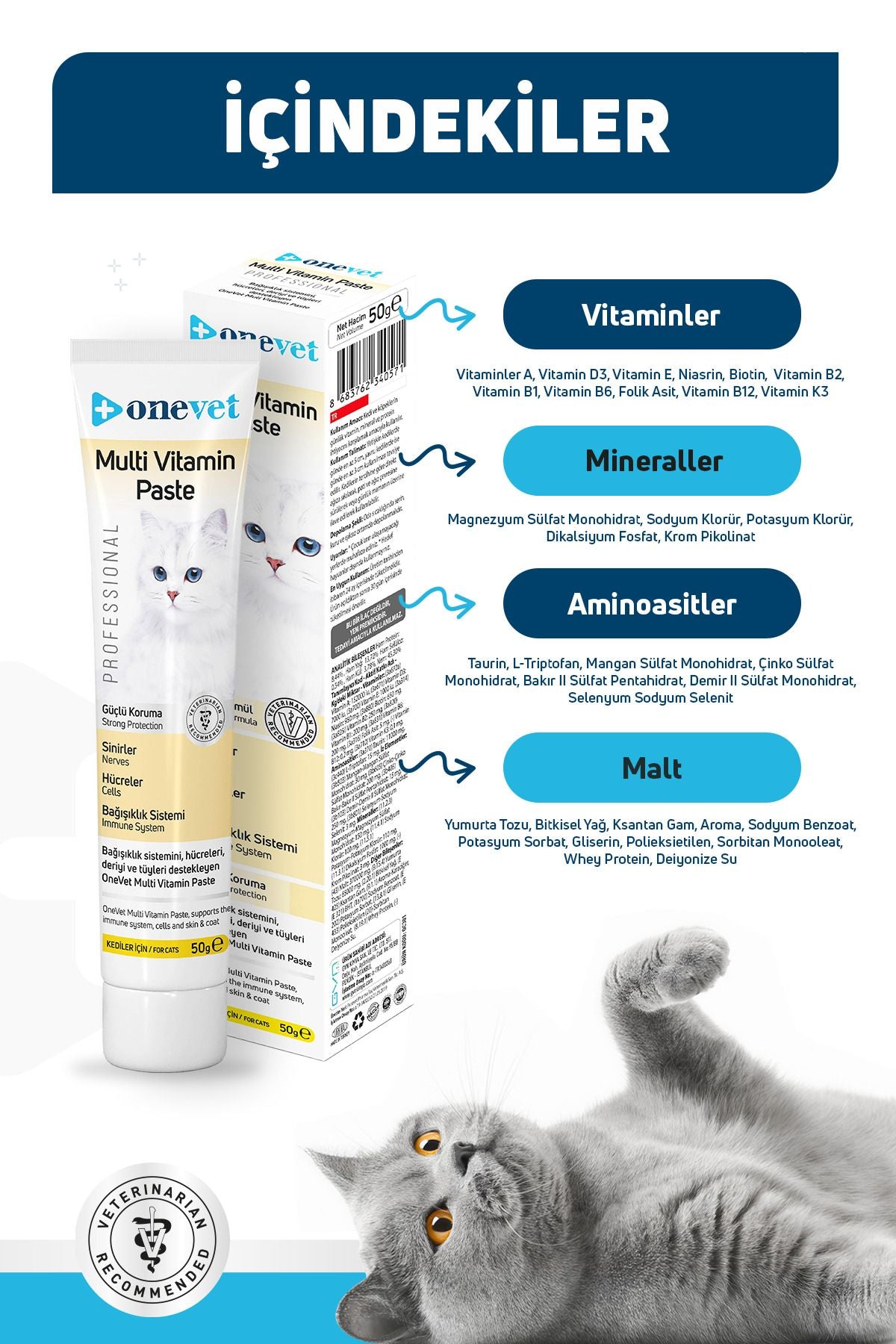 OneVet Multi Vitamin Paste Bağışıklık Destekleyici Kedi Maltı