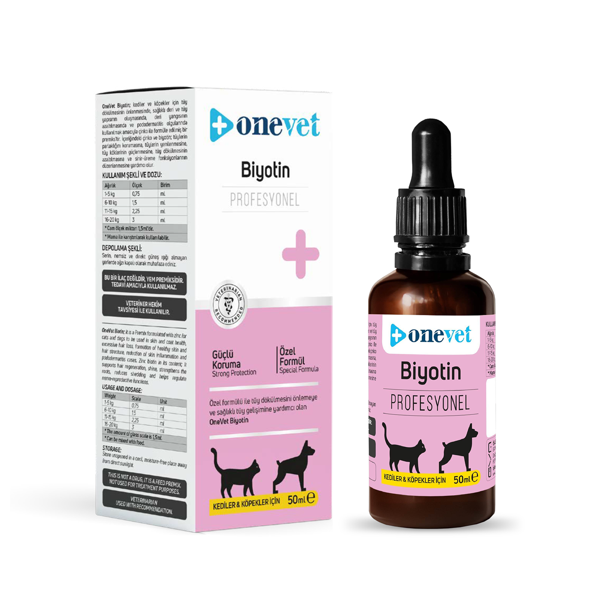 OneVet Biotin Damla Kedi ve Köpekler İçin Deri ve Tüy Sağlığı Destekleyici 50 ml