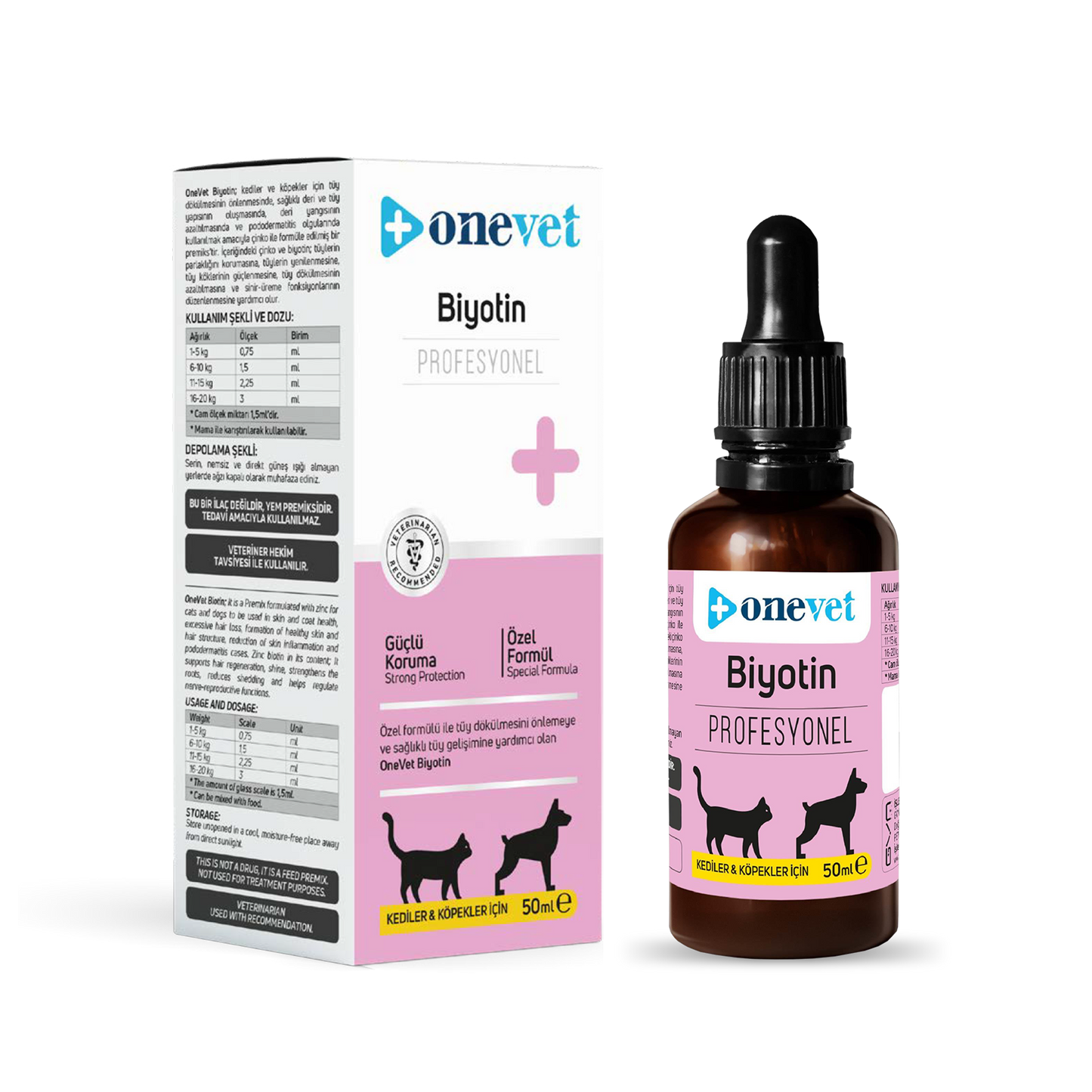 OneVet Biotin Damla Kedi ve Köpekler İçin Deri ve Tüy Sağlığı Destekleyici 50 ml