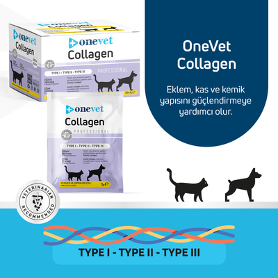 OneVet Collagen Şase 30x3 gr Kedi Ve Köpekler Için Kolajen Eklem, Kas Ve Kemik Güçlendirmeye Yardımcı