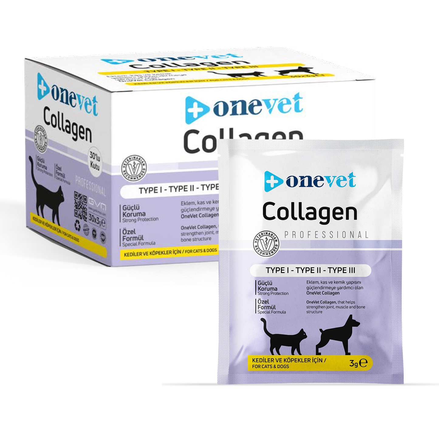 OneVet Collagen Şase 30x3 gr Kedi Ve Köpekler İçin Kolajen Eklem, Kas Ve Kemik Güçlendirmeye Yardımcı