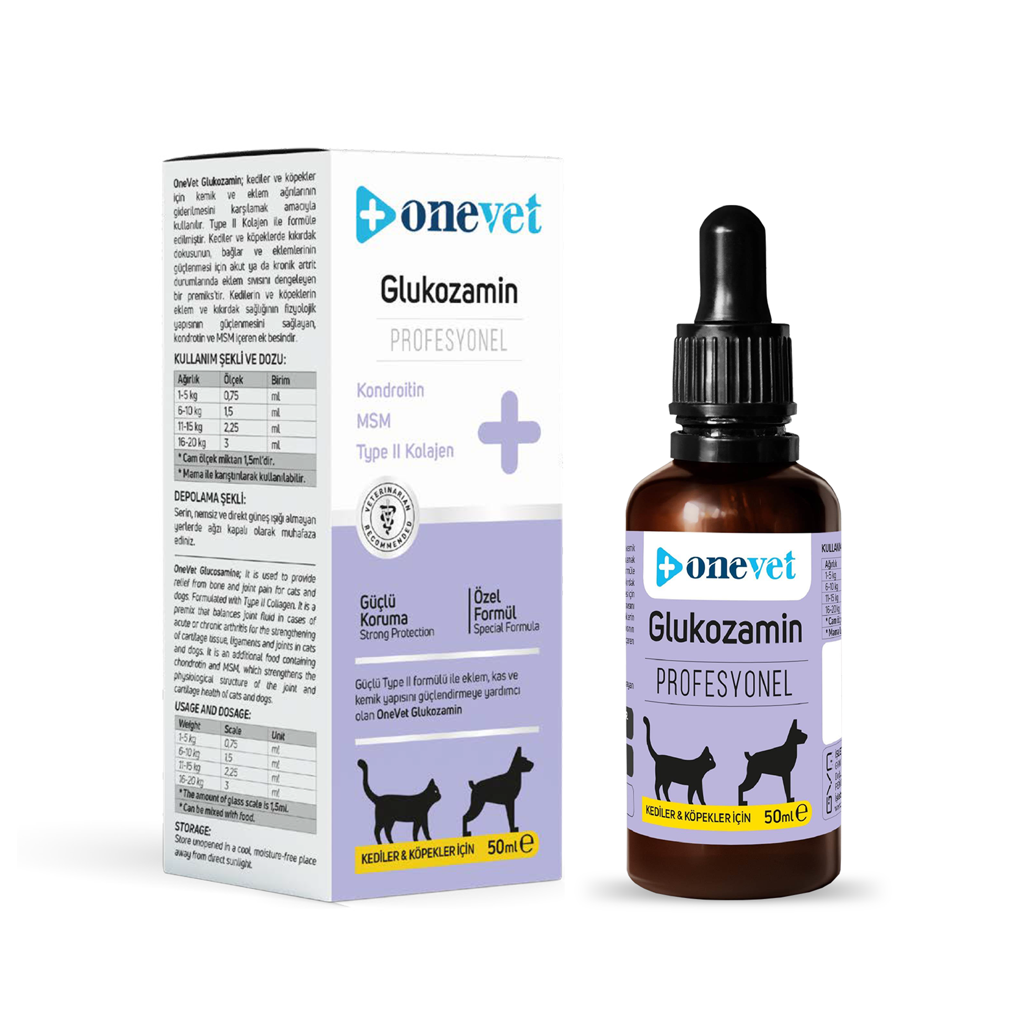 OneVet Glukozamin Kedi Ve Köpekler Için Eklem Ve Kıkırdak Sağlığı Destekleyici Damla 50 ml