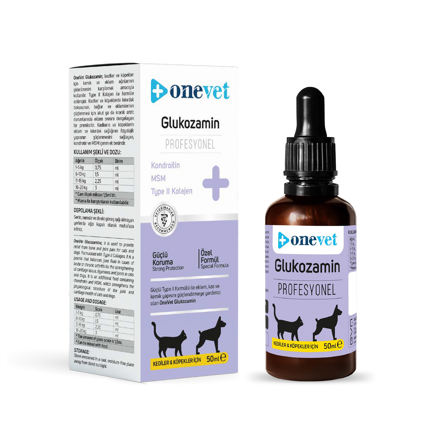 OneVet Glukozamin Kedi Ve Köpekler Için Eklem Ve Kıkırdak Sağlığı Destekleyici Damla 50 ml