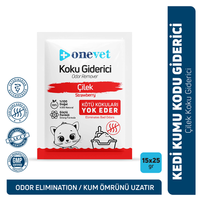 OneVet Kedi Koku Giderici Çilek Kokulu 25 Gr. 15 Adet OC203B15