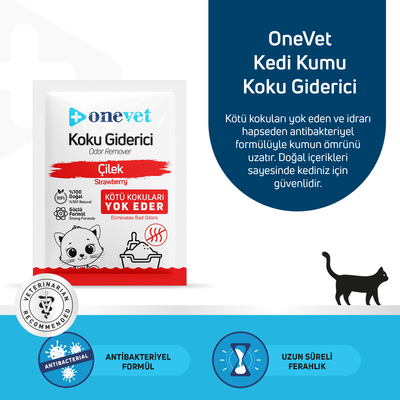OneVet Kedi Koku Giderici Çilek Kokulu 25 Gr. 15 Adet OC203B15