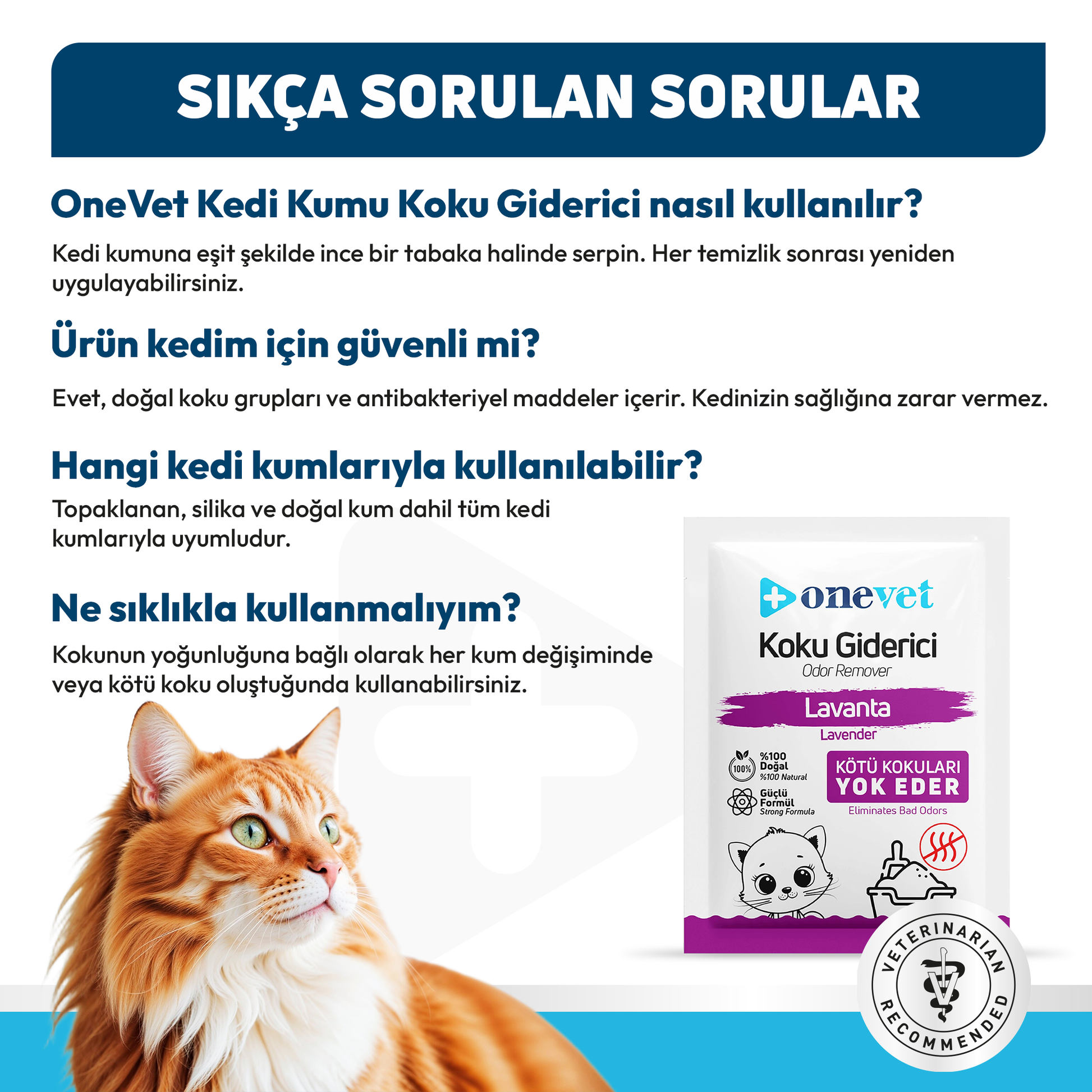 OneVet Kedi Kumu Koku Giderici Saşe