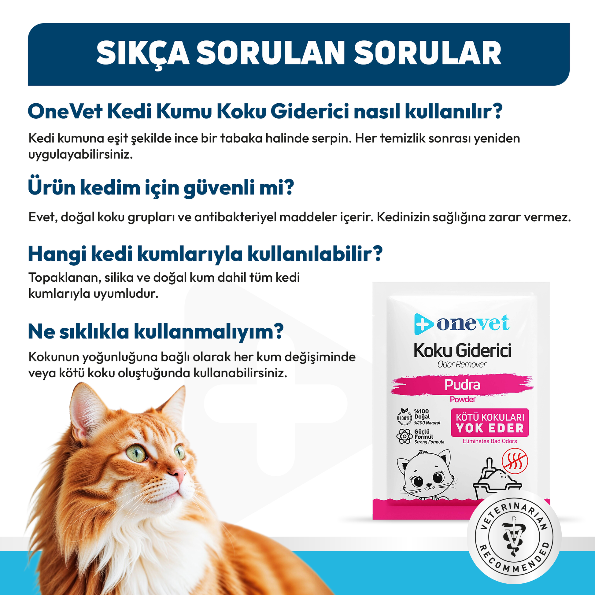 OneVet Kedi Kumu Koku Giderici Saşe