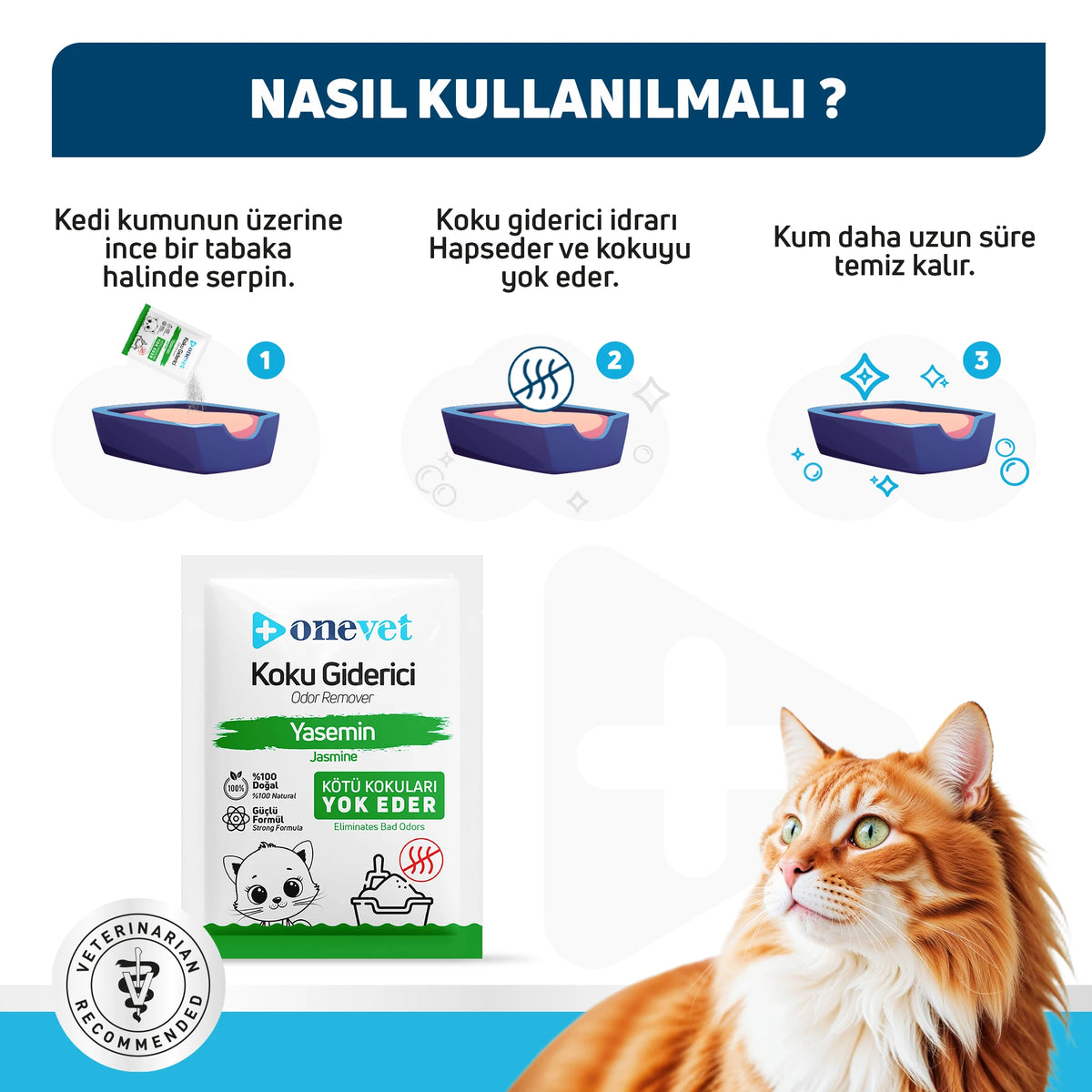 OneVet Kedi Kumu Koku Giderici Yasemin nasıl kullanılır