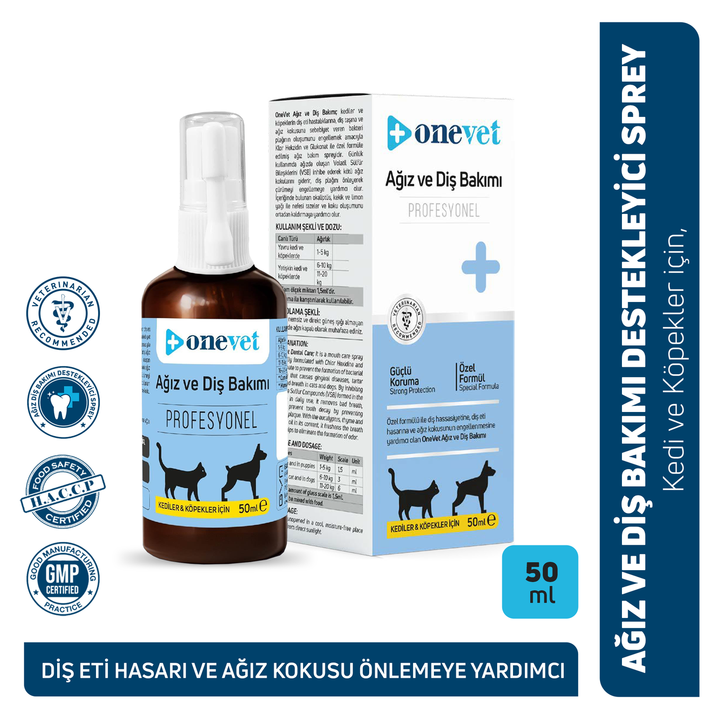OneVet Kedi ve Köpekler İçin Ağız ve Diş Bakımı Destekleyici Damla 50 ml