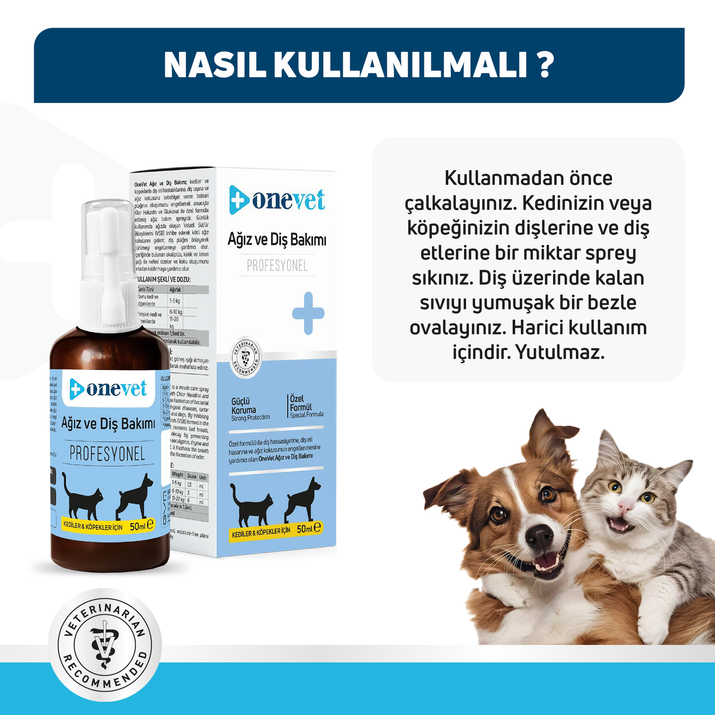 OneVet Kedi ve Köpekler İçin Ağız ve Diş Bakımı Destekleyici Damla 50 ml