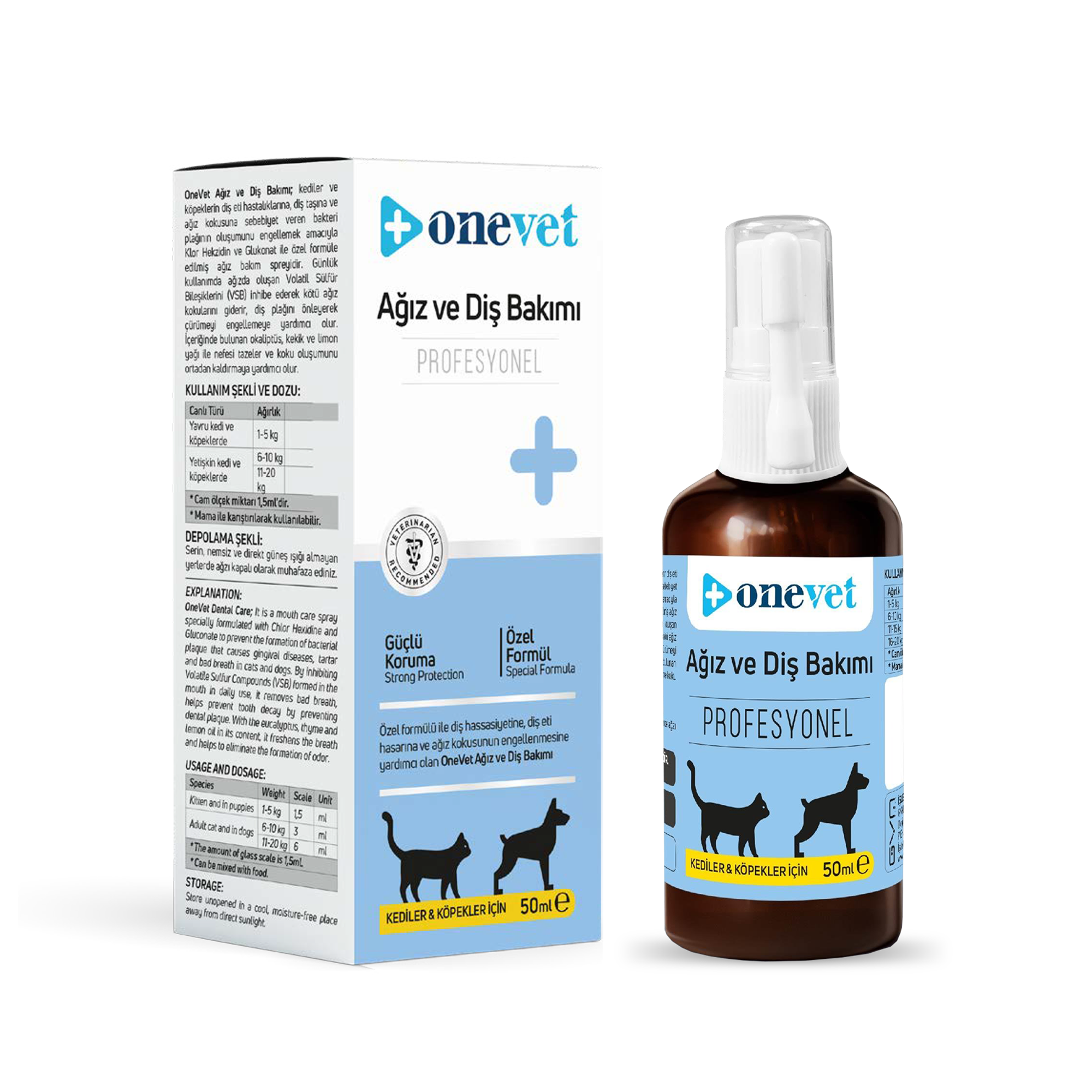OneVet Kedi ve Köpekler İçin Ağız ve Diş Bakımı Destekleyici Damla 50 ml