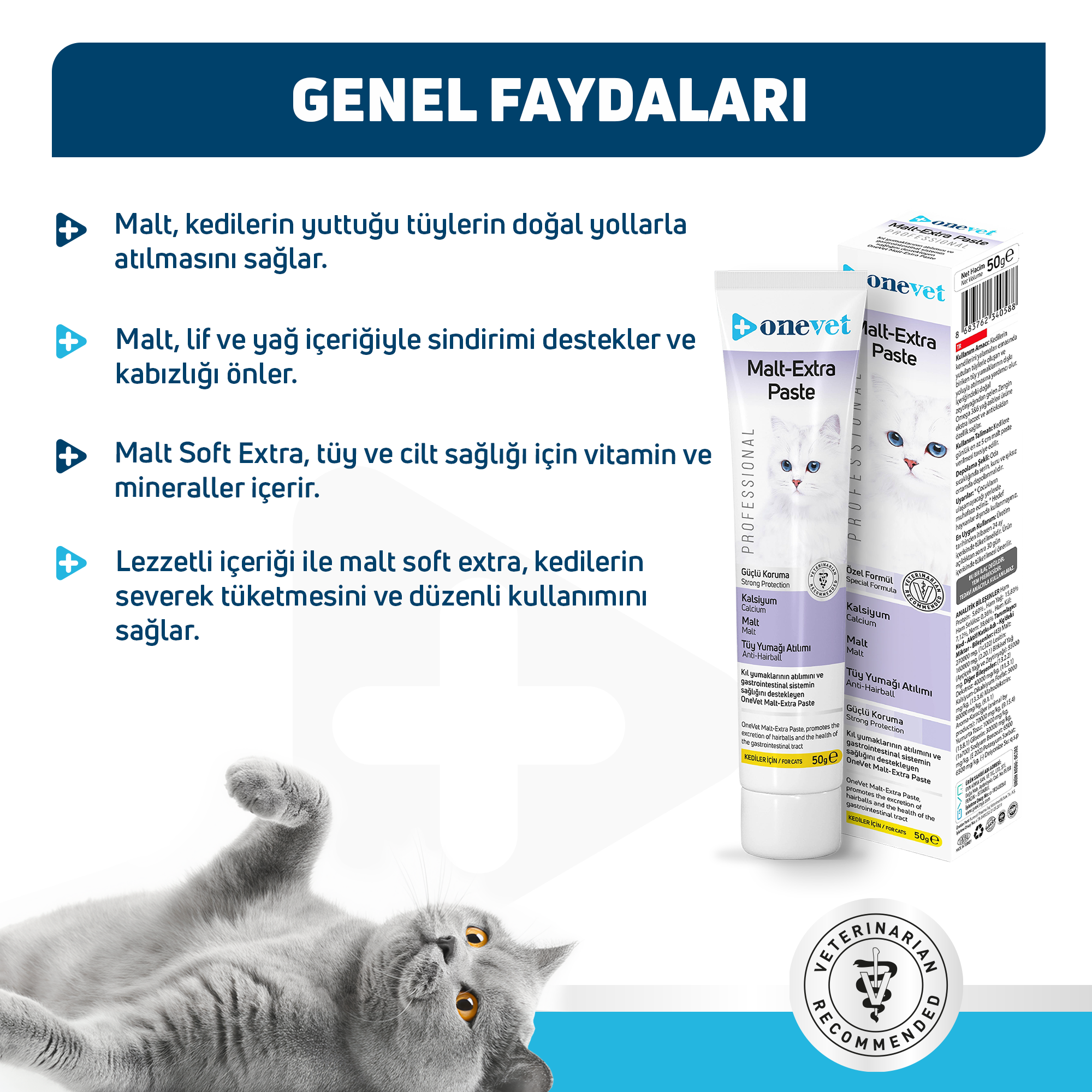 OneVet Malt Extra Paste Tüy Yumağı Önleyici Kedi Maltı 50 Gr