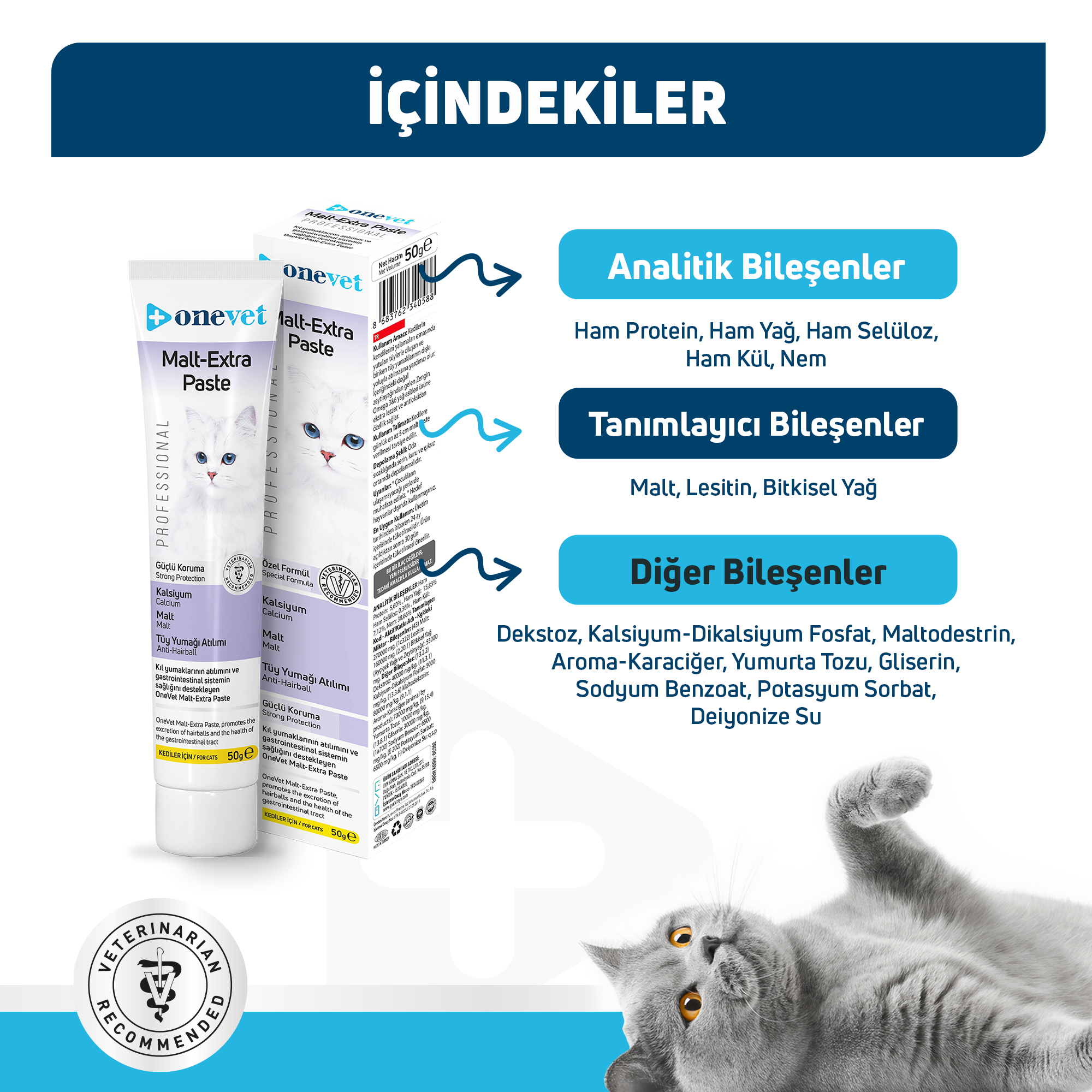 OneVet Malt Extra Paste Tüy Yumağı Önleyici Kedi Maltı 50 Gr