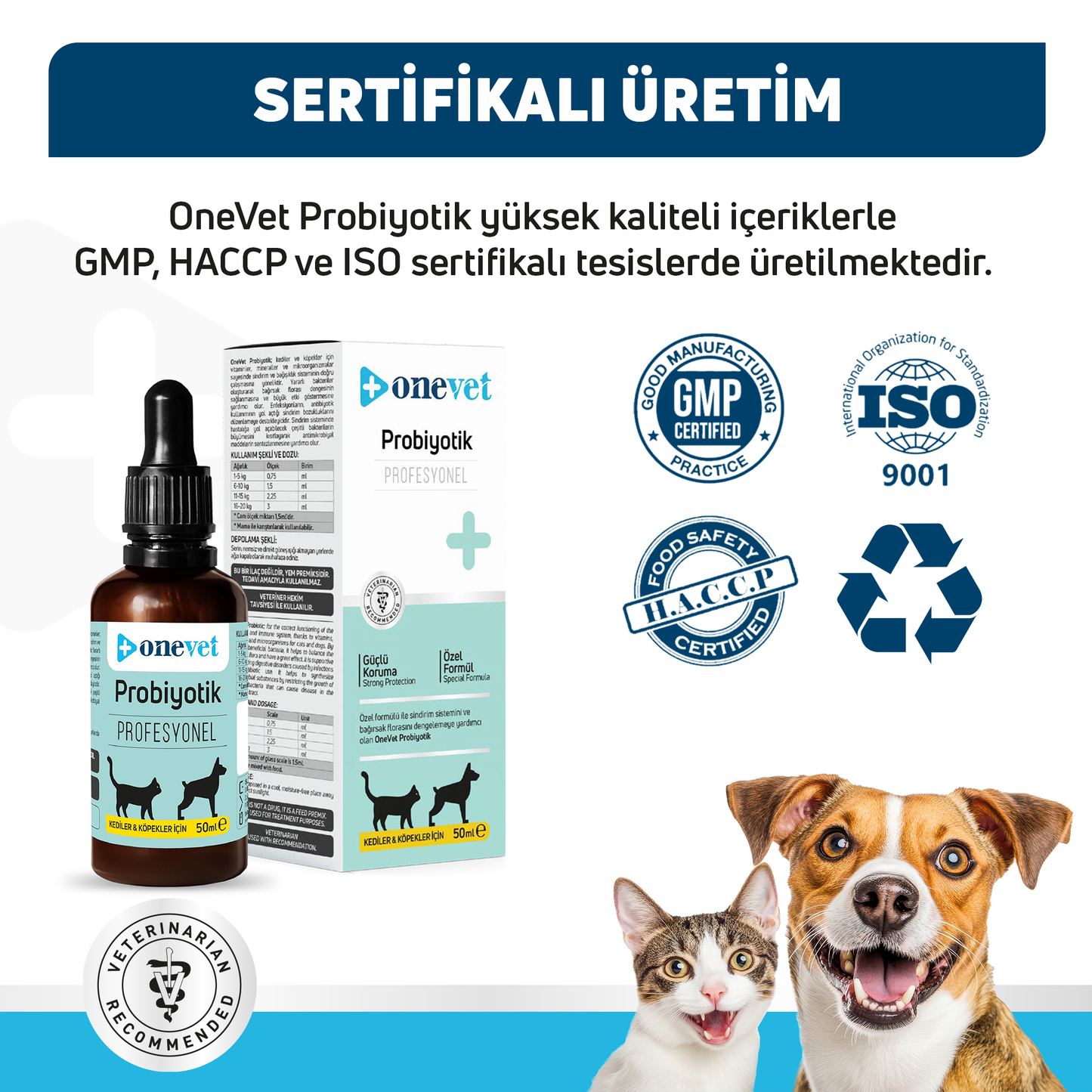 OneVet Prebiotik Damla Kedi ve Köpekler İçin Sindirim ve Bağışıklık Güçlendirici 50 ml