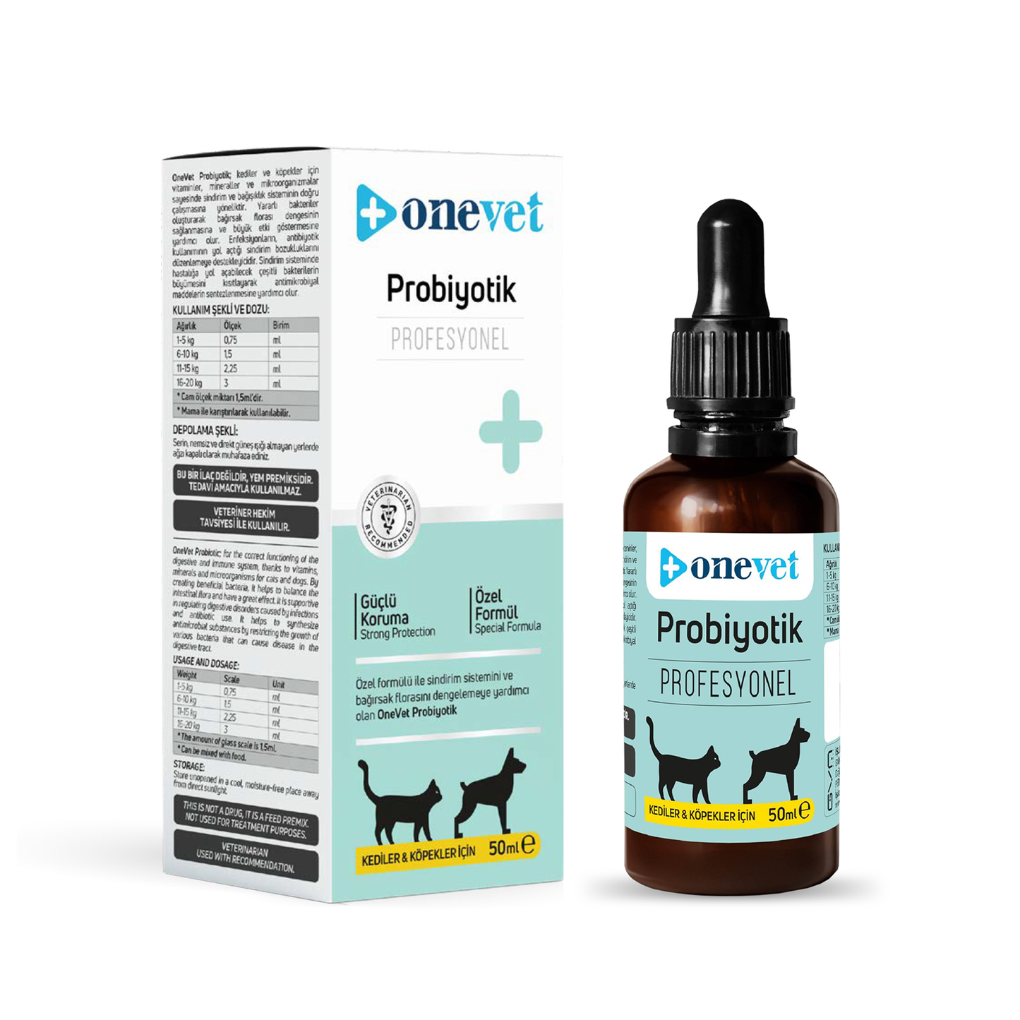 OneVet Prebiotik Damla Kedi ve Köpekler İçin Sindirim ve Bağışıklık Güçlendirici 50 ml