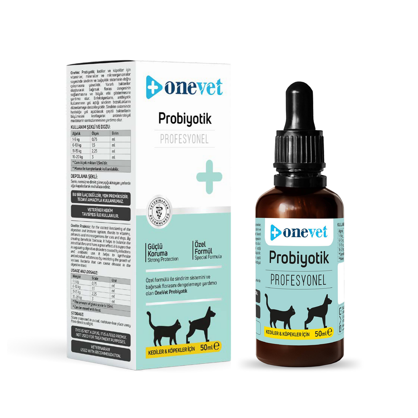 OneVet Prebiotik Damla Kedi ve Köpekler İçin Sindirim ve Bağışıklık Güçlendirici 50 ml