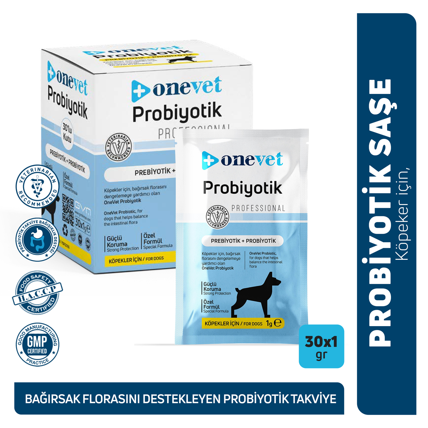 OneVet Probiyotik Şase Köpekler Için Sindirim Ve Bağışıklık Desteği Takviye Vitamini 30x1gr