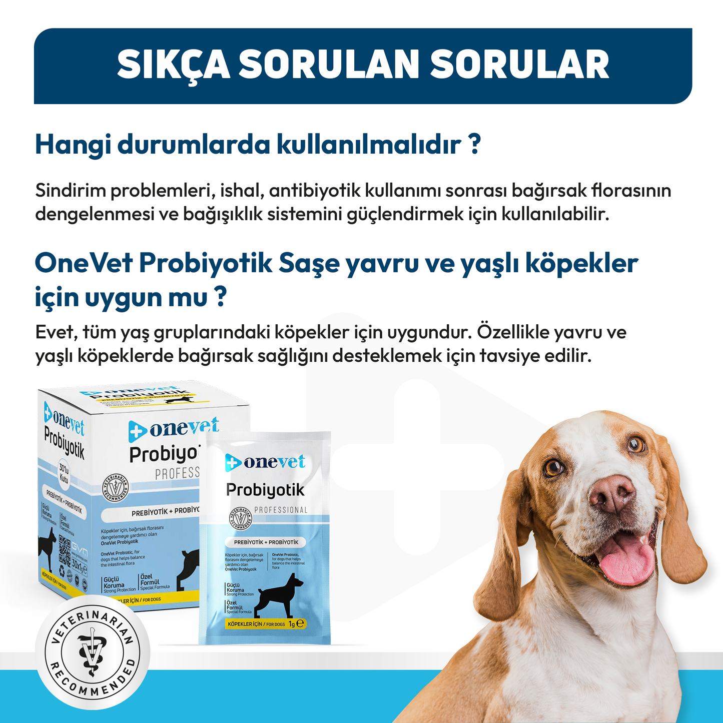OneVet Probiyotik Şase Köpekler Için Sindirim Ve Bağışıklık Desteği Takviye Vitamini 30x1gr