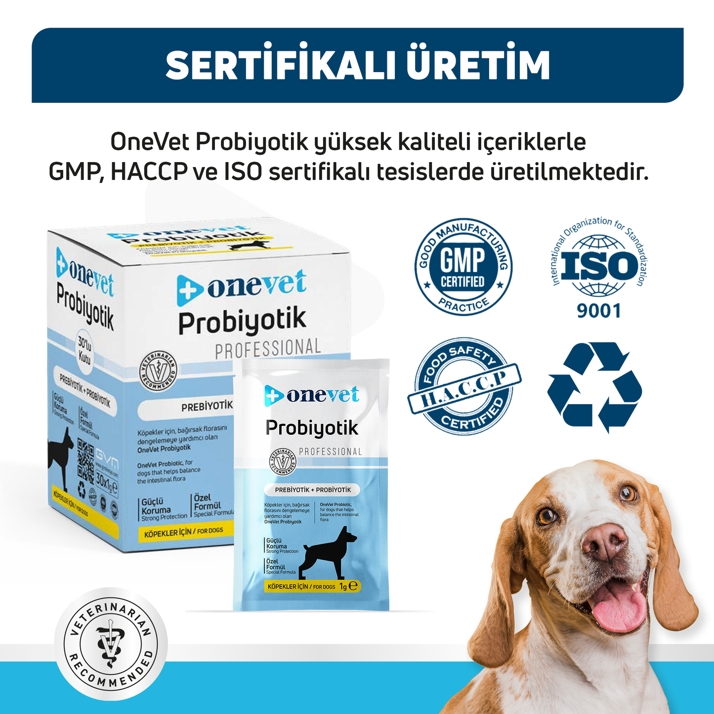 OneVet Probiyotik Şase Köpekler Için Sindirim Ve Bağışıklık Desteği Takviye Vitamini 30x1gr