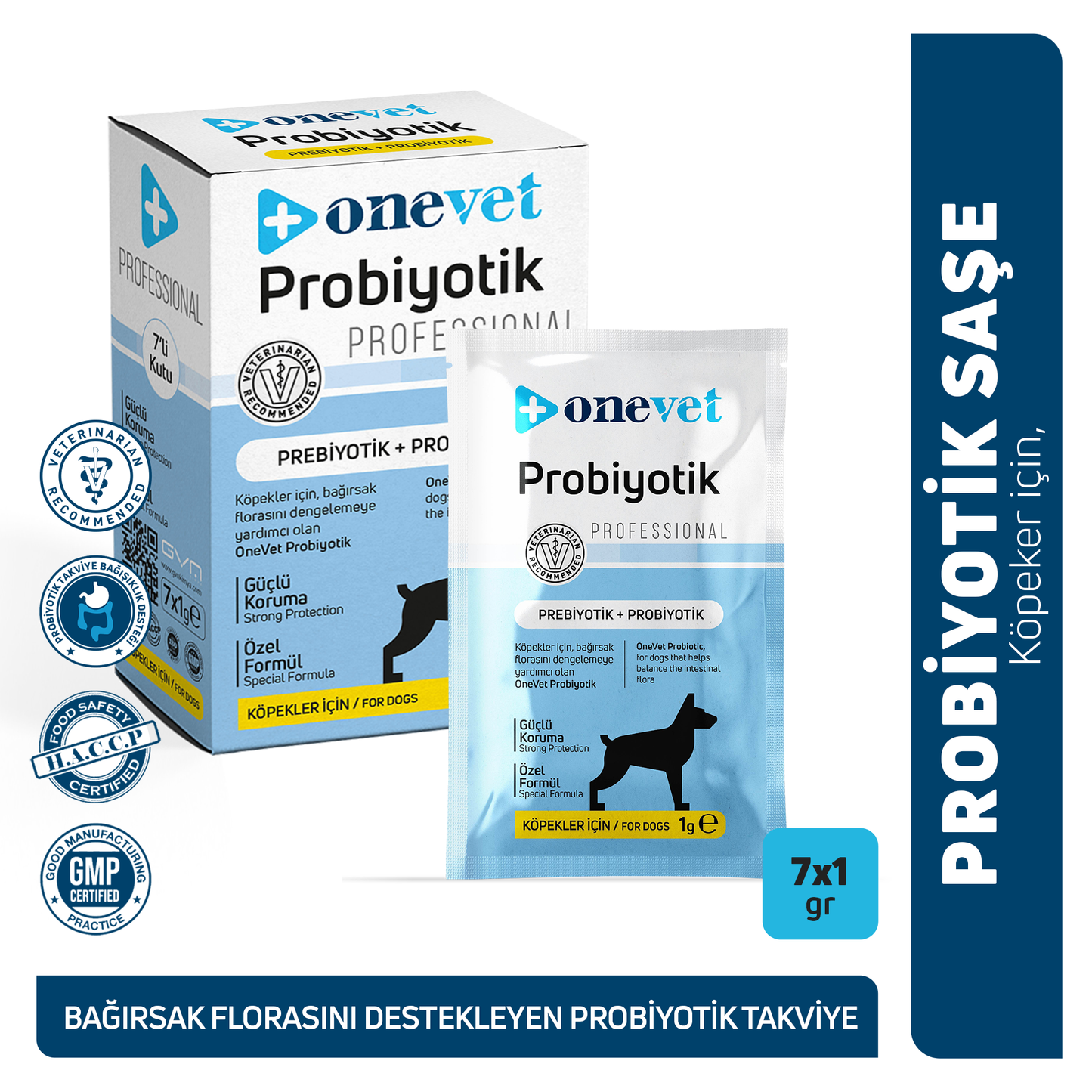 OneVet Probiyotik Şase Köpekler Için Sindirim Ve Bağışıklık Desteği Takviye Vitamini 7x1gr
