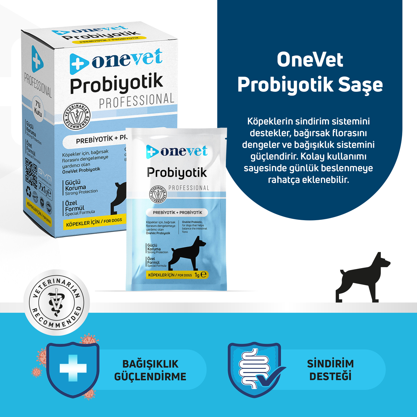 OneVet Probiyotik Şase Köpekler Için Sindirim Ve Bağışıklık Desteği Takviye Vitamini 7x1gr