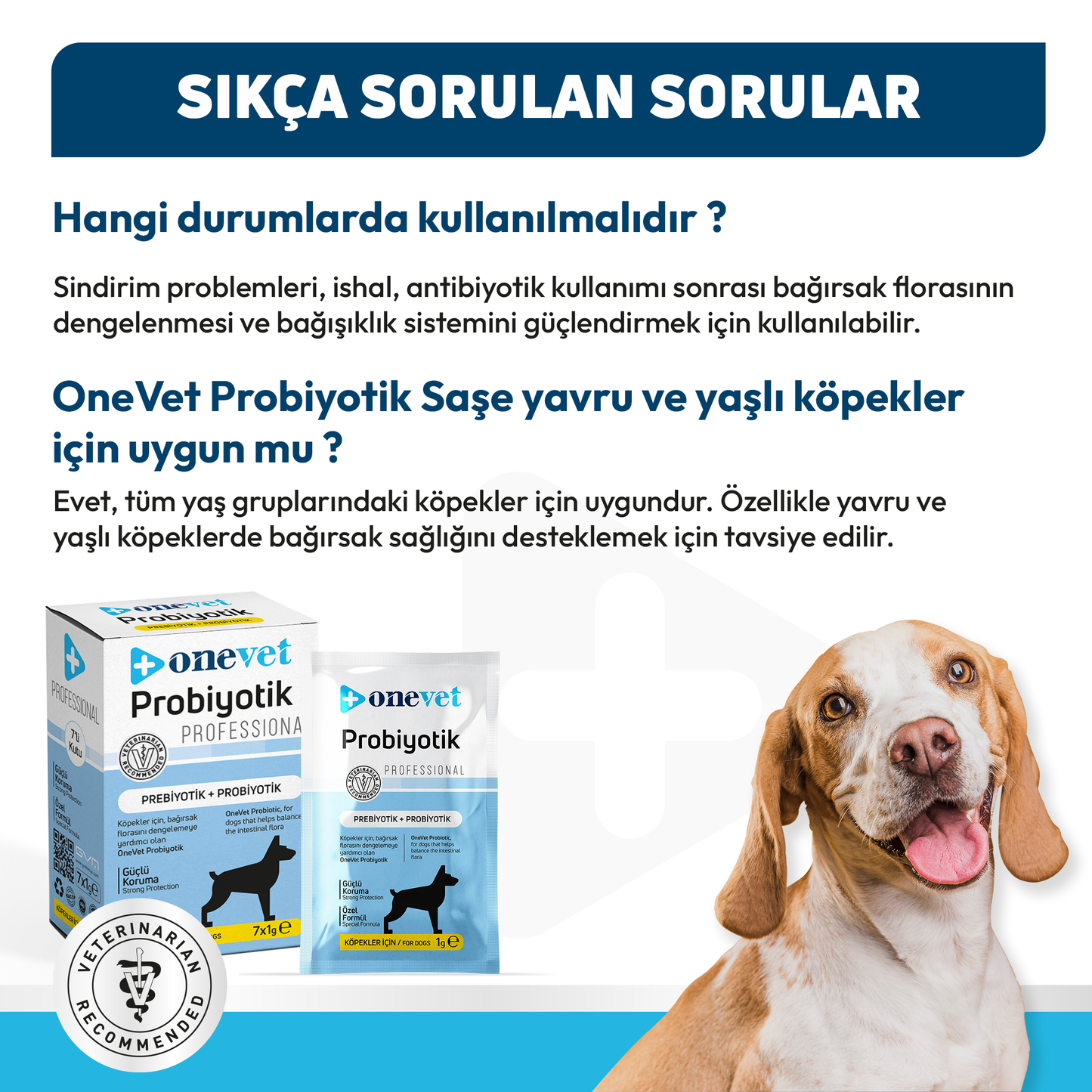 OneVet Probiyotik Şase Köpekler Için Sindirim Ve Bağışıklık Desteği Takviye Vitamini 7x1gr