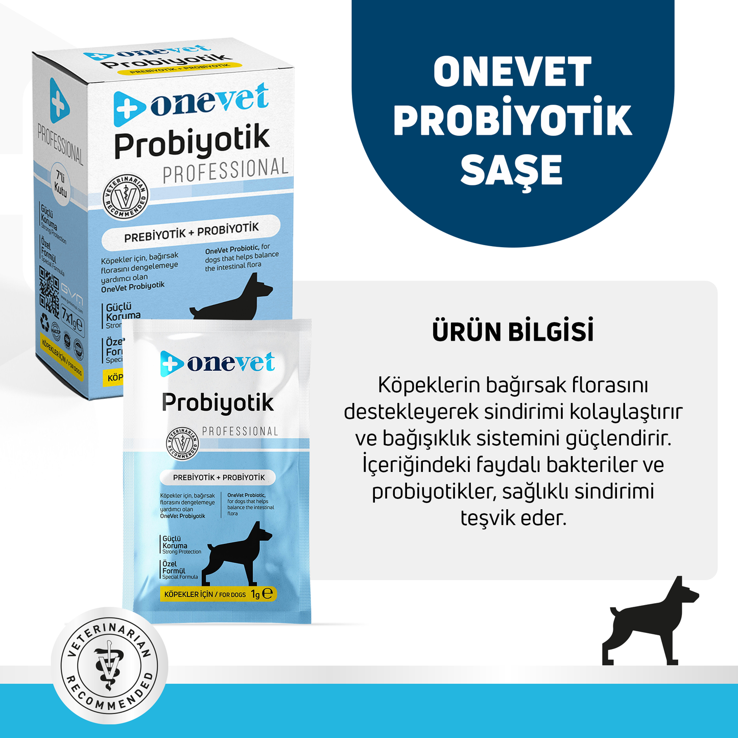 OneVet Probiyotik Şase Köpekler Için Sindirim Ve Bağışıklık Desteği Takviye Vitamini 7x1gr