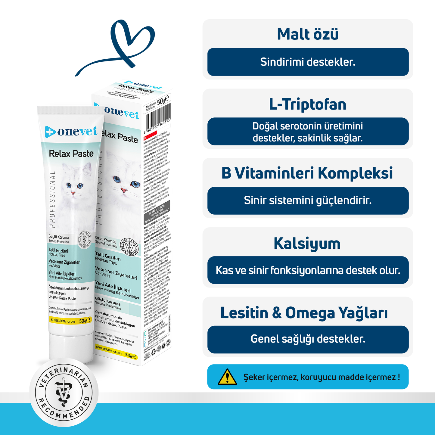OneVet Relax Paste Macun Stres Ve Anksiyete Azaltıcı Kedi Maltı 50 gr