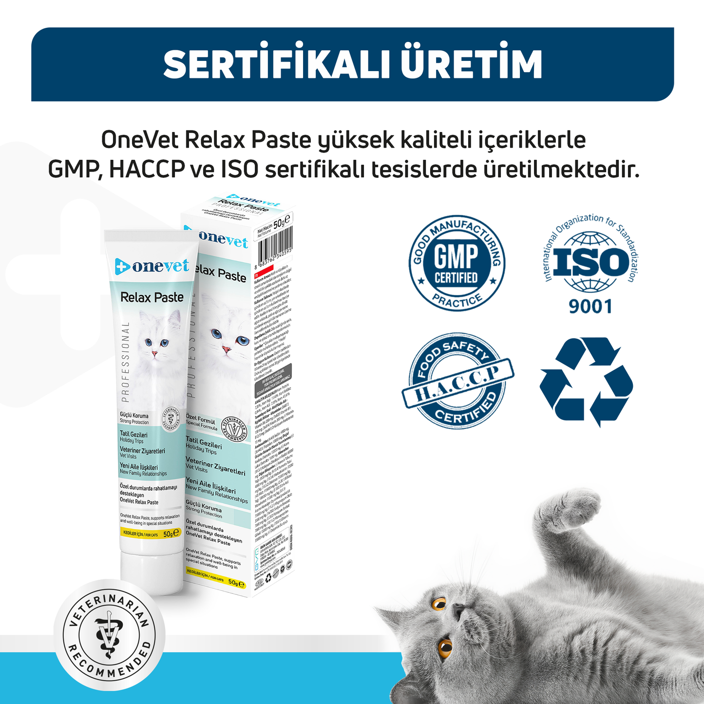 OneVet Relax Paste Macun Stres Ve Anksiyete Azaltıcı Kedi Maltı 50 gr