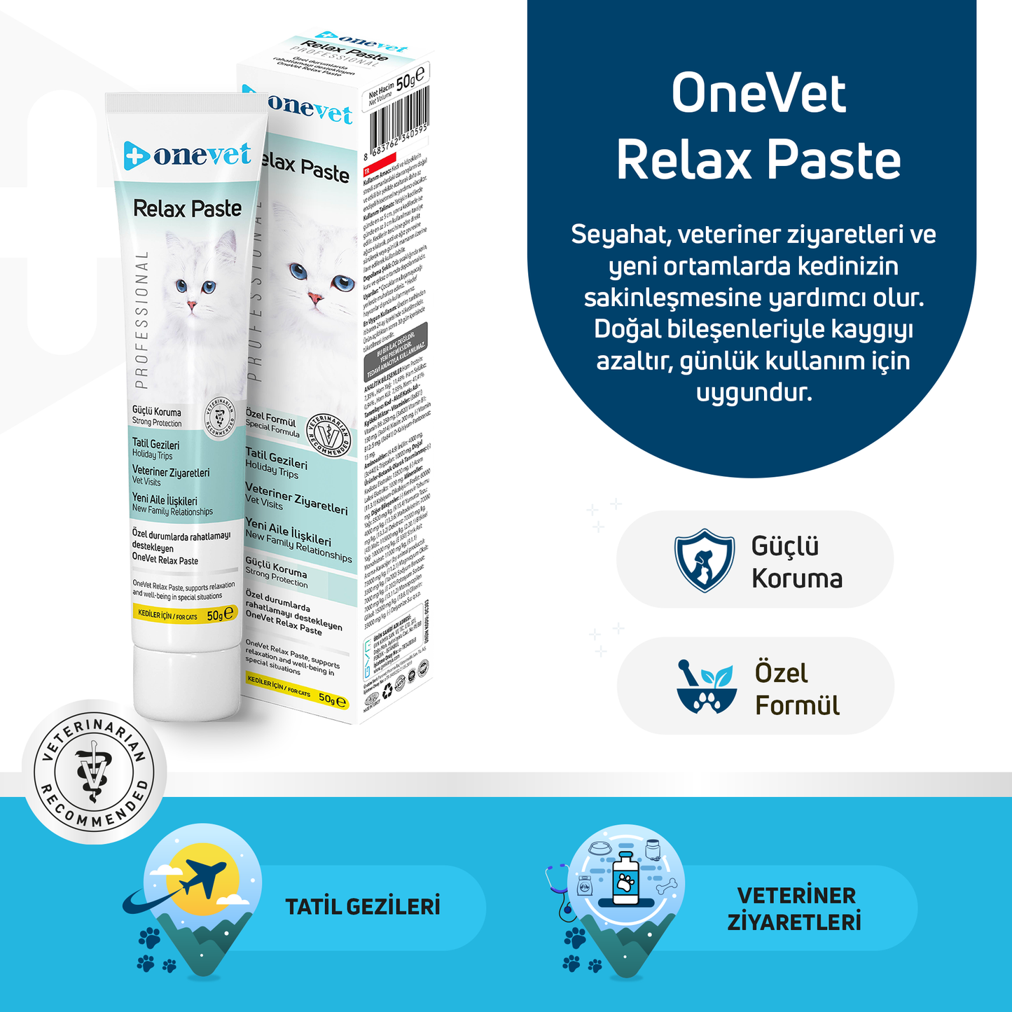 OneVet Relax Paste Macun Stres Ve Anksiyete Azaltıcı Kedi Maltı 50 gr